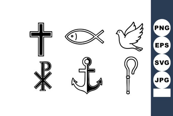 Christian Symbols Cross Fish Dove Anchor