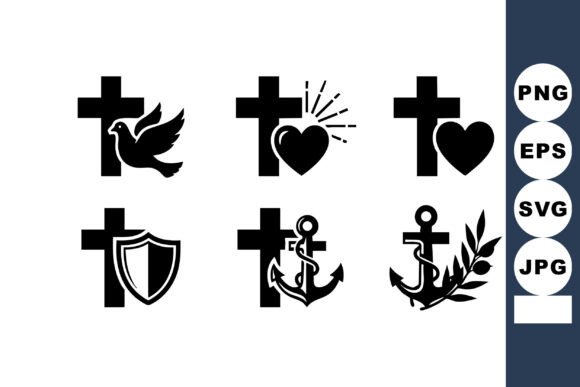 Christian Symbols with Cross Heart Dove