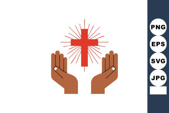 Cross with Radiant Rays and Open Hands S