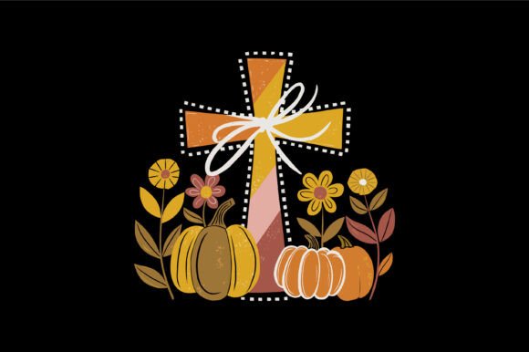 Faithful Autumn Cross Illustration