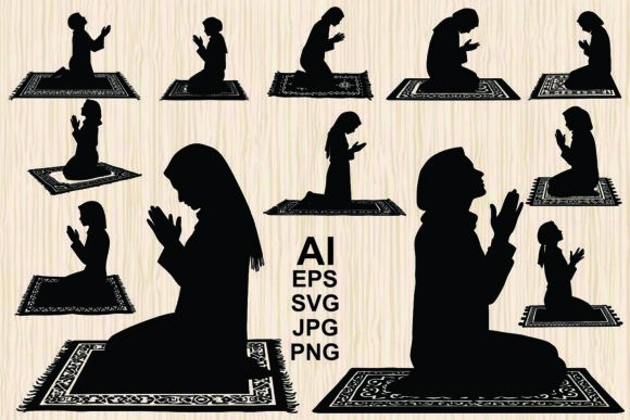 Muslim Woman Praying Silhouettes