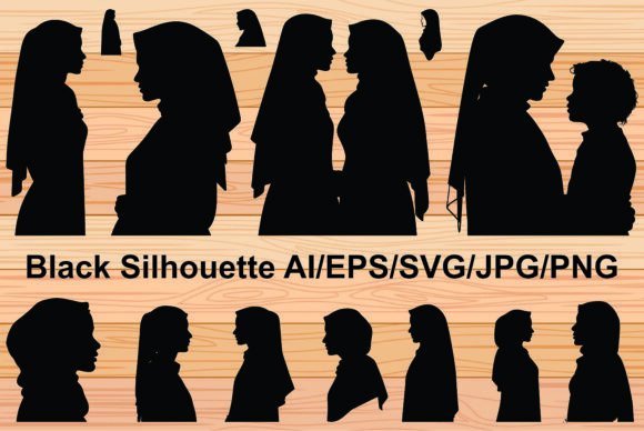 Muslim Woman Silhouettes Clipart Set