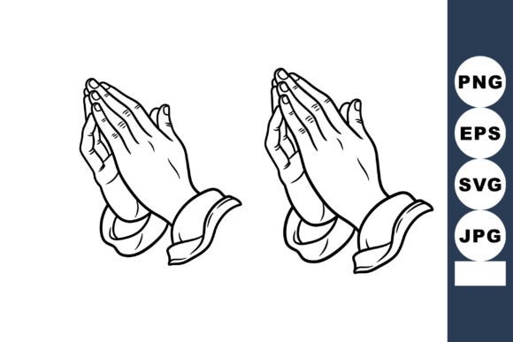 Praying Hands Vector Illustration Showin