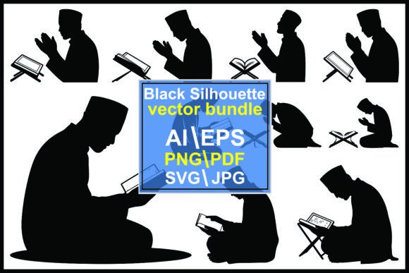 Silhouettes People Praying Reading Books